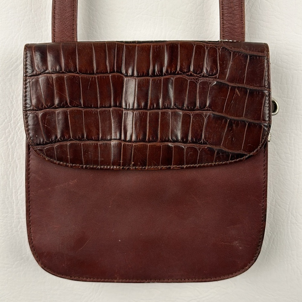 Vintage Fossil Croc Printed Small Leather Crossbody Bag - Picture 4 of 8